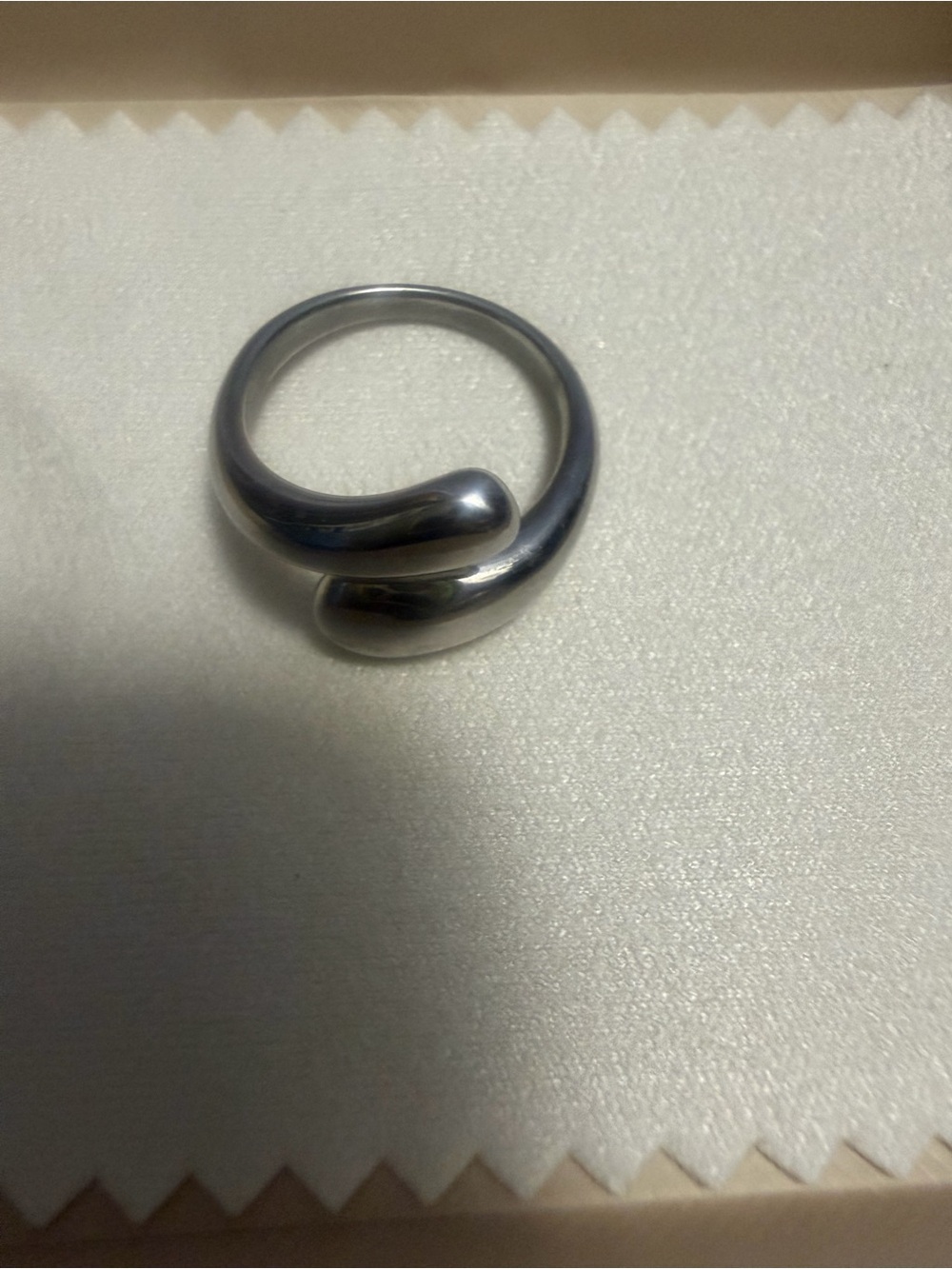 Silver Stainless Steel Adjustable Ring Size 6